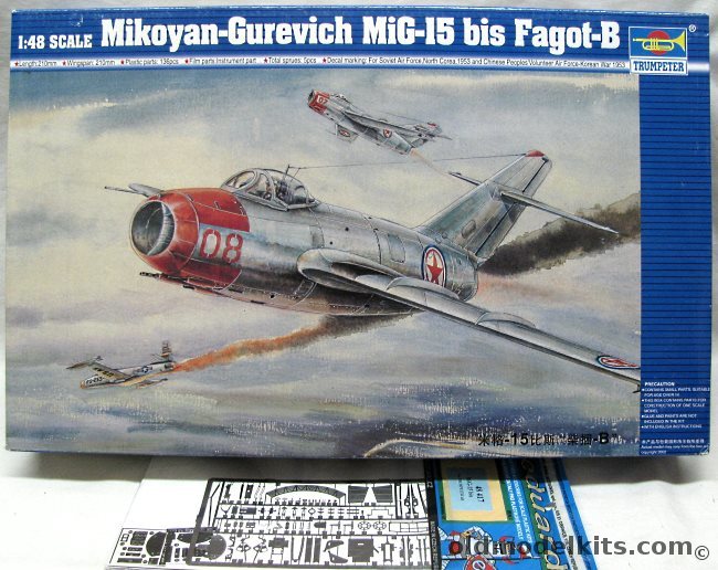 Trumpeter 1/48 Mig-15 bis Fagot-B + Eduard PE - USSR or North Korea, 02806 plastic model kit